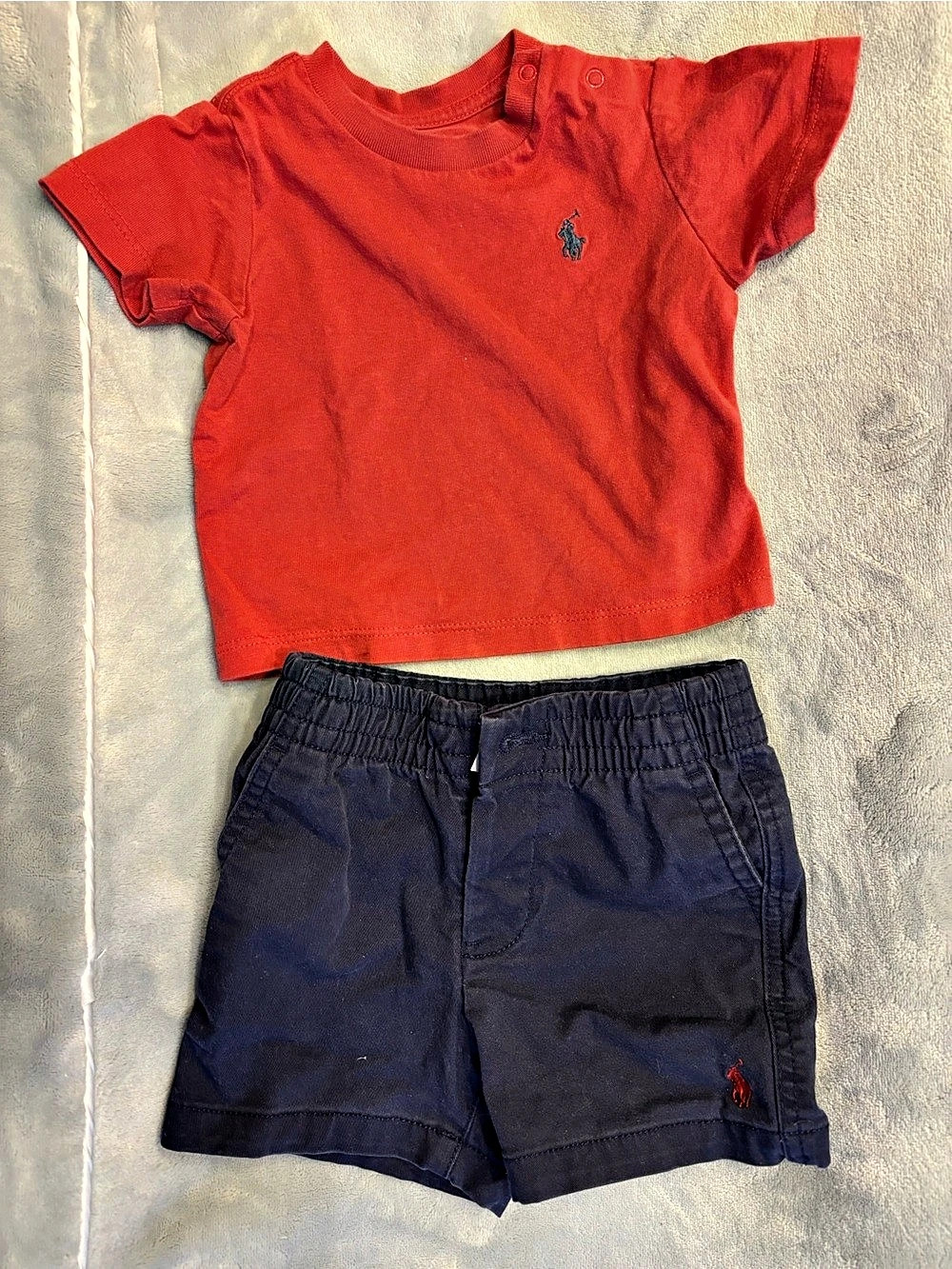 Ralph Lauren Boys 3T Red & Navy Cotton shorts 6M Like New